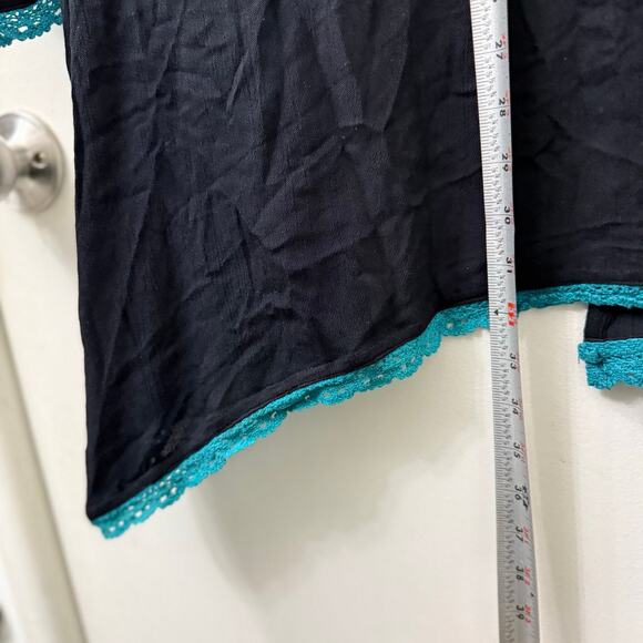 Shoreline 1X Plus Black Sheer‎ Cardigan Coverup Floral Embroidered Beach Boho - Picture 7 of 9